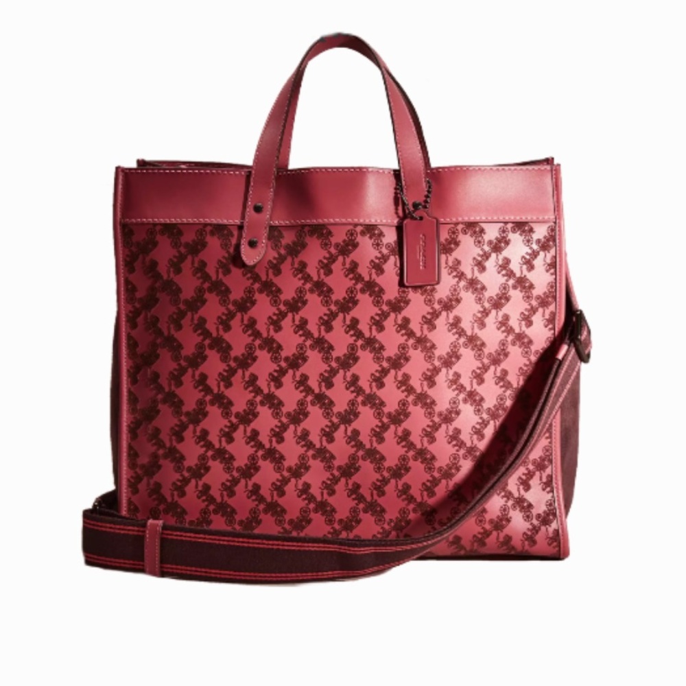 Coach Field Tote Bag 40 With Large Horse And Carriage Print